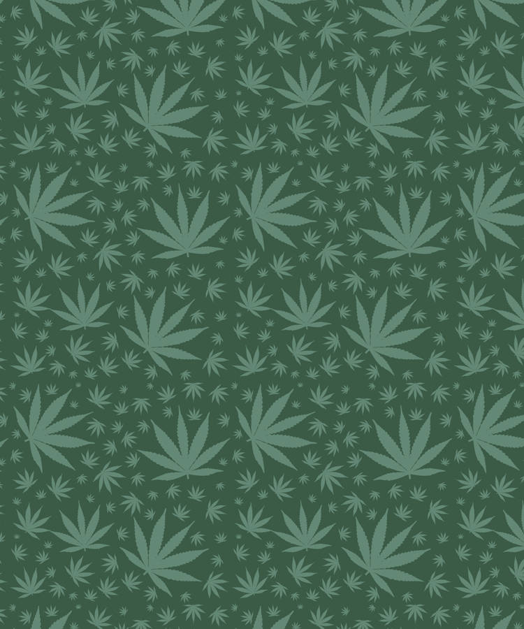 All-green Phone Background With Weed Leaf Graphics Wallpaper