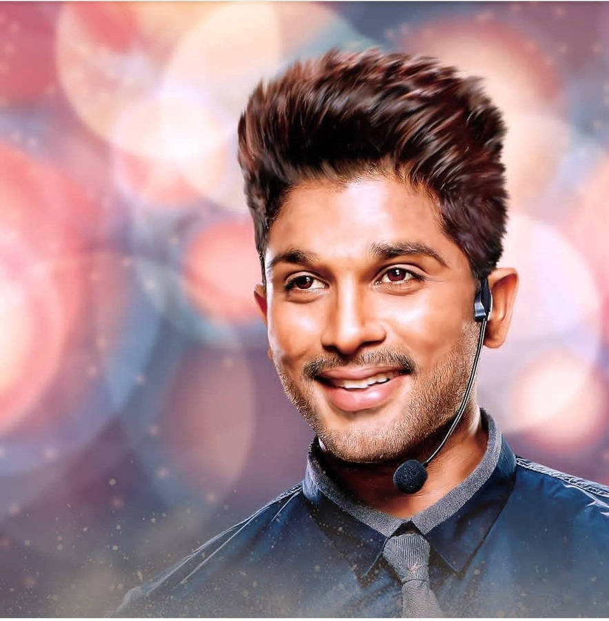 Allu Arjun With Blurry Lights Background Wallpaper