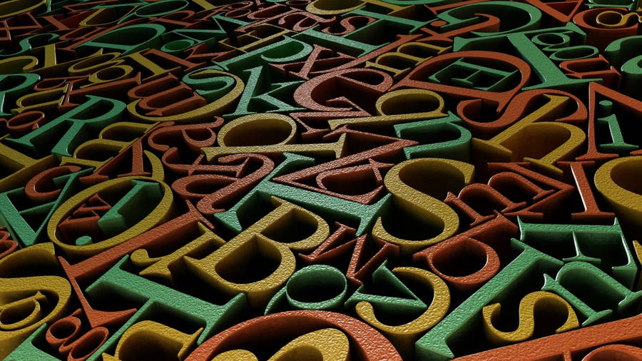 Alphabet Soup Layout On Wooden Table Wallpaper