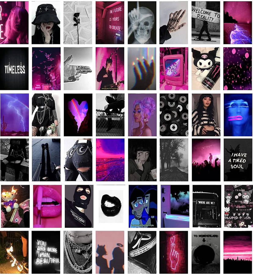 Alt Aesthetic Neon Collage Wallpaper