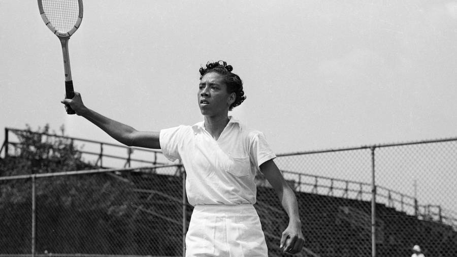 Althea Gibson Swinging In Major Tennis Championships Wallpaper