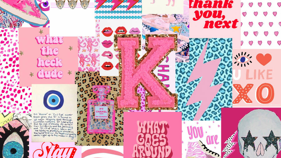 Amazing Pink Preppy Collage Wallpaper