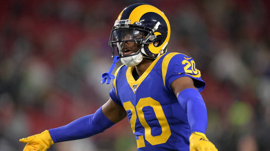 American Athlete Jalen Ramsey Rams Against Seahawks Wallpaper