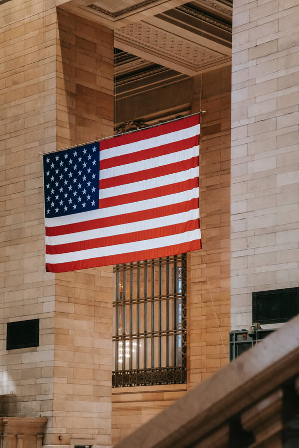 American Flag Displayed At Grand Central Terminal Wallpaper