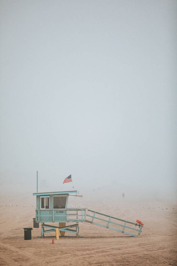 American Flag Iphone Lifeguard House Beach Wallpaper