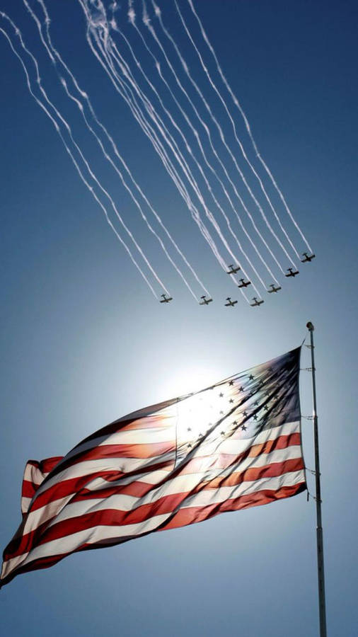 American Flag Iphone Waving Jets Flying Wallpaper