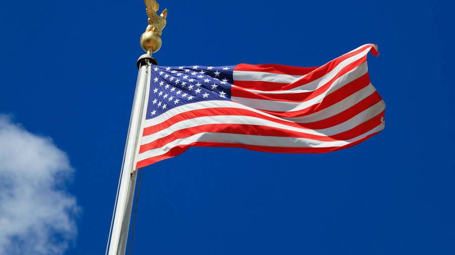 American Flag Silver And Gold Pole Wallpaper