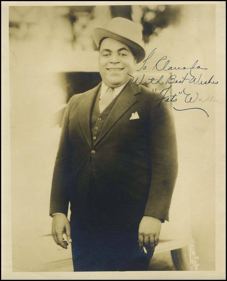 American Jazz Pianist Fats Waller Portrait With Dedication Wallpaper