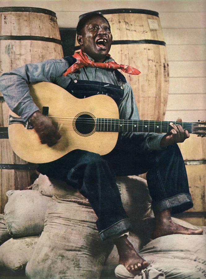 American Musician Huddie Leadbelly Ledbetter Colored Life Magazine Portrait Wallpaper