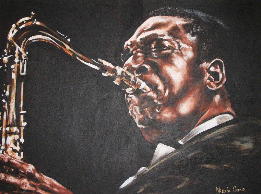 American Saxophonist John Coltrane Acrylic Paint Artwork Wallpaper