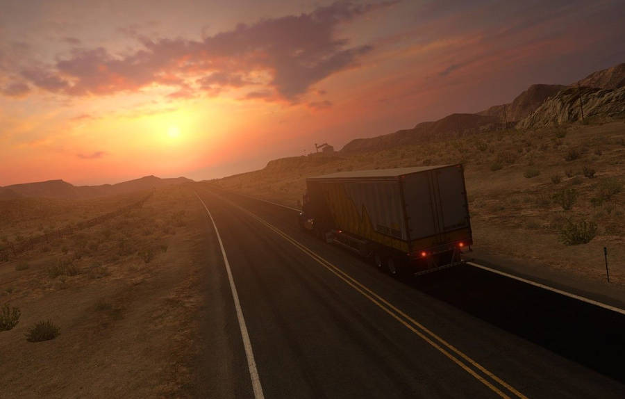 American Truck Simulator Nevada Desert Road Wallpaper