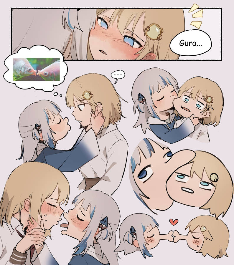 Amesame Girls Kissing Comic Wallpaper