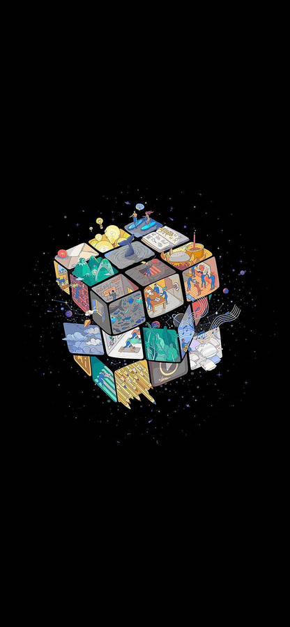 Amoled Space Rubik's Cube 4k Wallpaper