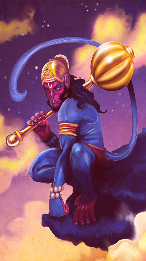 Among The Clouds Hanuman Art Wallpaper