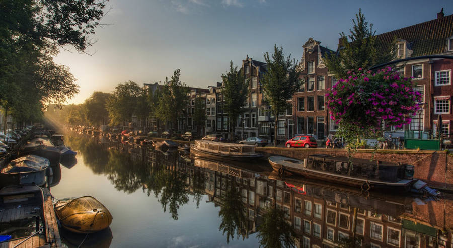 Amsterdam Canal House Film Aesthetic Wallpaper