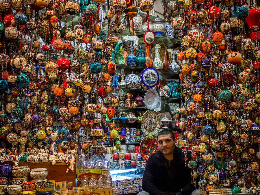 An Aerial View Of Istanbul's Grand Bazaar Wallpaper