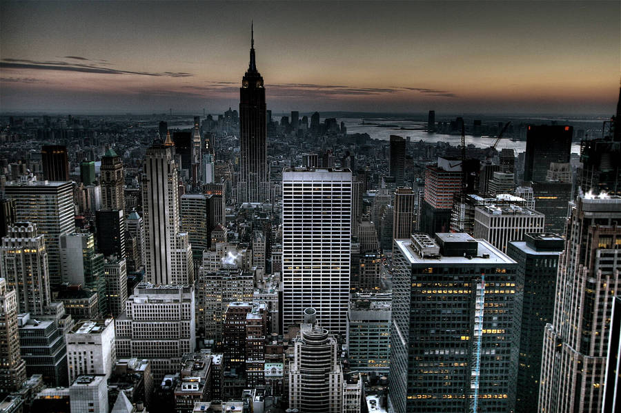 An Aerial View Of The Iconic New York City Skyline. Wallpaper