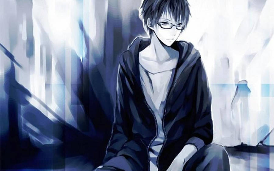 An Anime Boy With Blue Hair Wallpaper