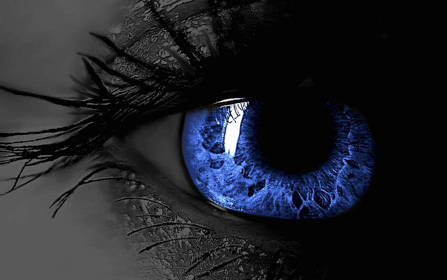 An Enchanting Blue Eye With Long Feminine Lashes Wallpaper