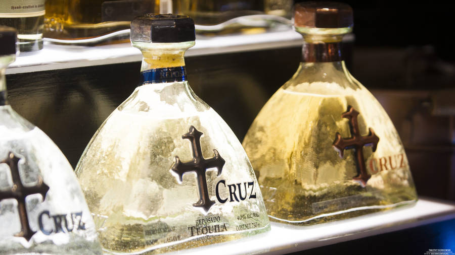 An Exquisite Display Of Cruz Tequila Bottles Wallpaper