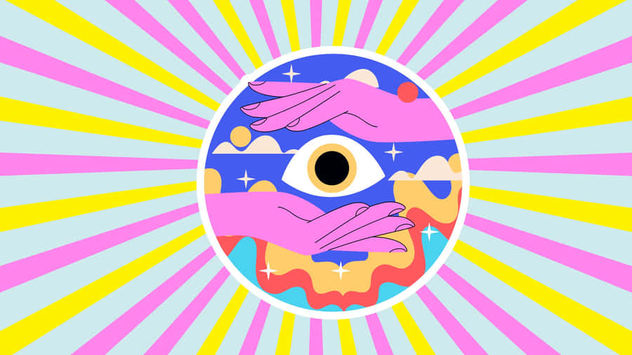 An Illustration Of An Eye With Hands In The Background Wallpaper