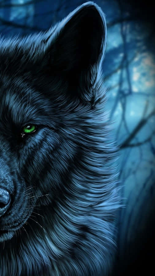 An Intriguing Iphone Wallpaper With A Wolf Image Wallpaper