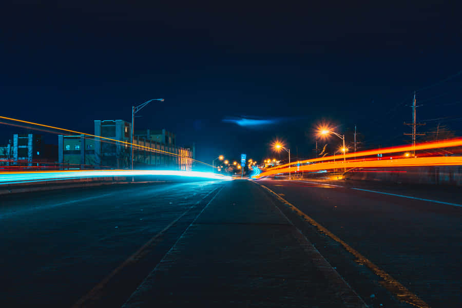 An Urban Streetscape At Dusk Wallpaper