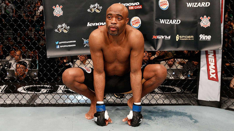 Anderson Silva Squatting Octagon Wallpaper