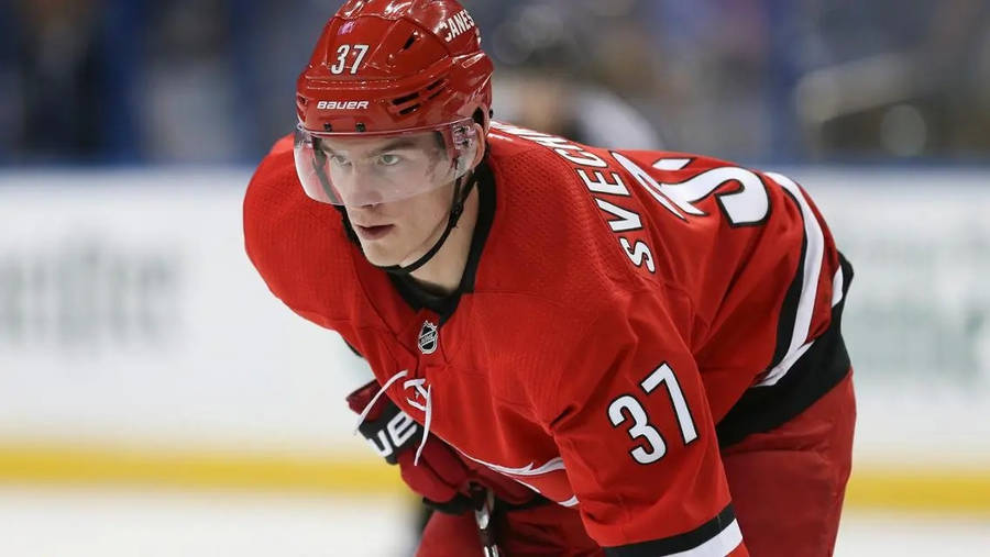 Andrei Svechnikov Red Jersey Carolina Hurricanes Wallpaper