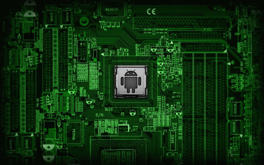 Android In Green Motherboard Wallpaper
