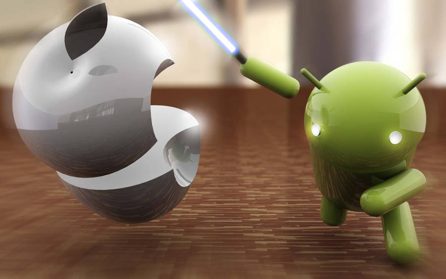 Android Robot Slashing Apple Wallpaper