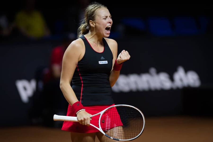 Anett Kontaveit In Red Skirt Wallpaper