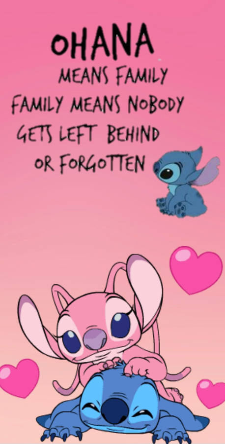 Angel And Stitch Ohana Quote Wallpaper