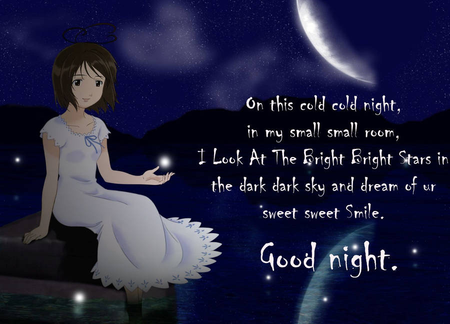 Angel Girl Starry Night Goodnight Wish Wallpaper