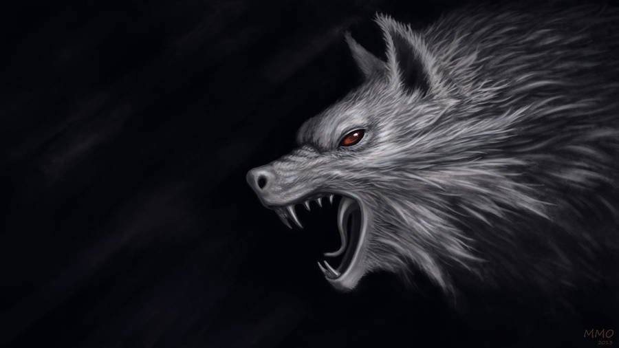 Angry Gray Wolf Wallpaper