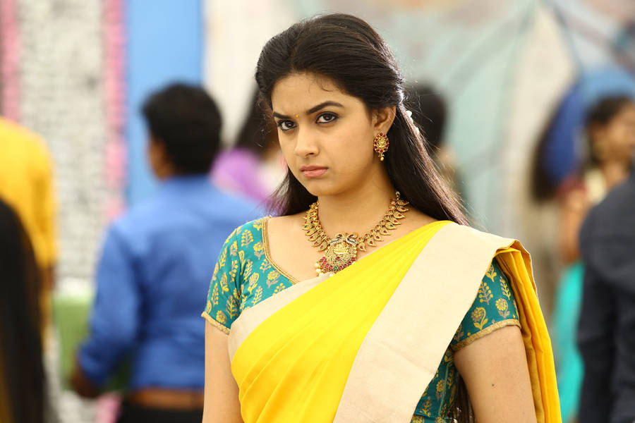 Angry Keerthi Suresh Saree Wallpaper