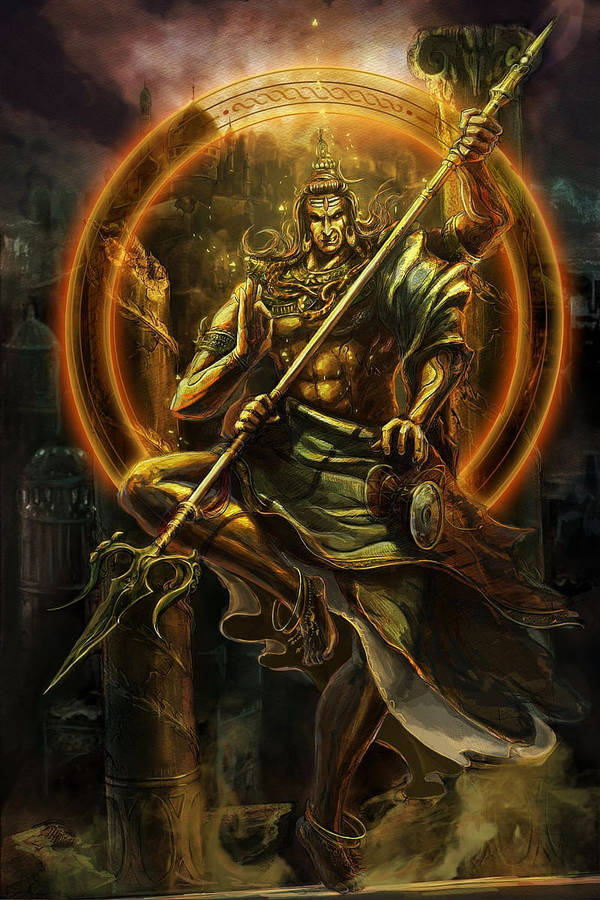 Angry Mahadev Hd Brandishing Spear Wallpaper