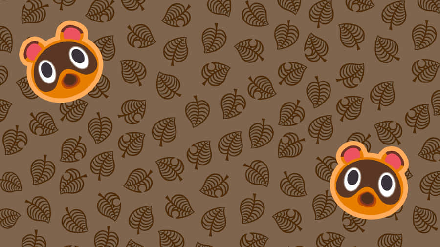 Animal Crossing Leaf Patternand Characters Wallpaper