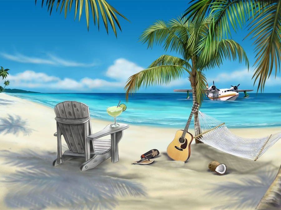 Animated Beach Island Wallpaper
