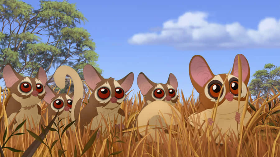 Animated Bush Babiesin Grassland Wallpaper