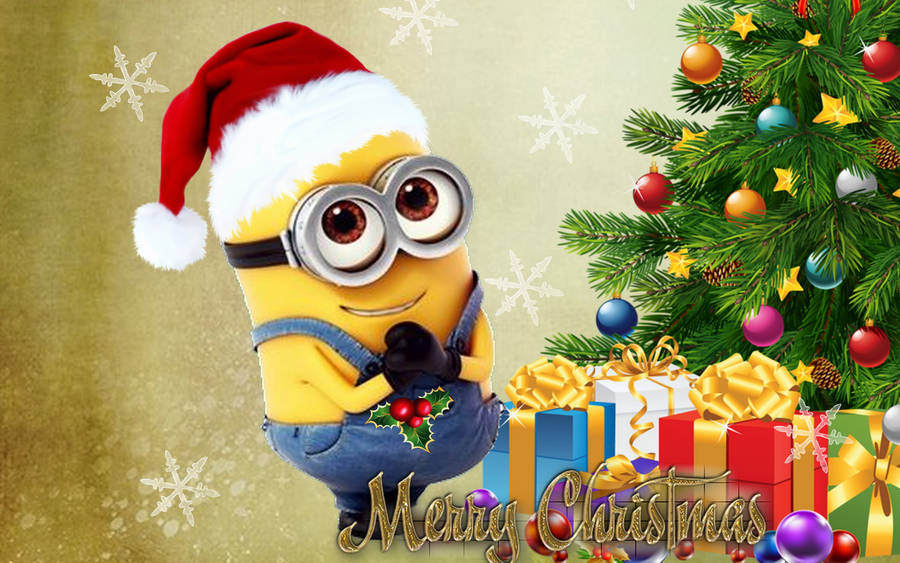 Animated Cartoon Minion Merry Christmas Wallpaper