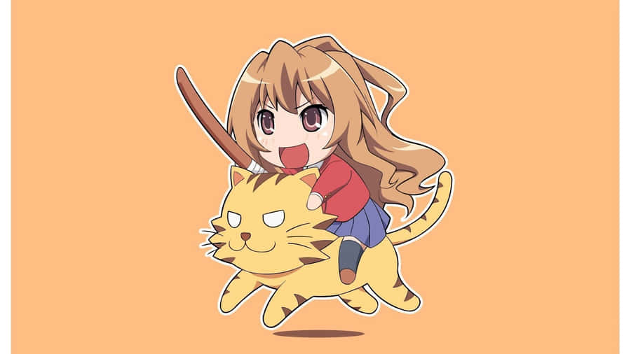 Animated Cat And Taiga Aisaka Wallpaper