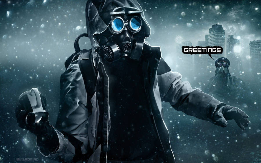 Animated Character Gas Mask Digital Art Wallpaper