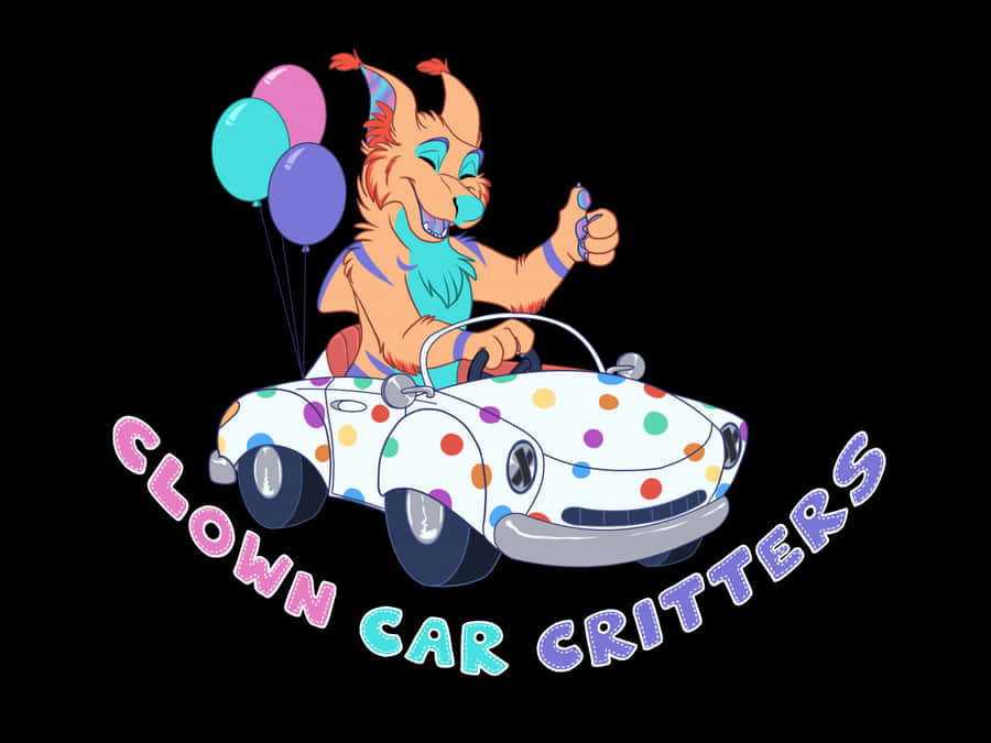 Animated Clown Car Critterwith Balloons Wallpaper