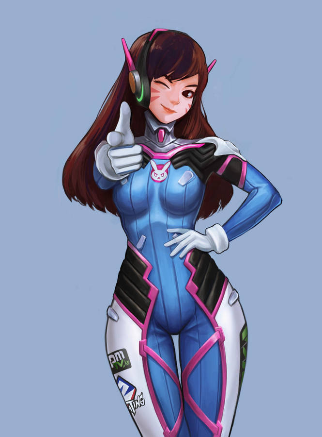 Animated Dva In Blue Wallpaper