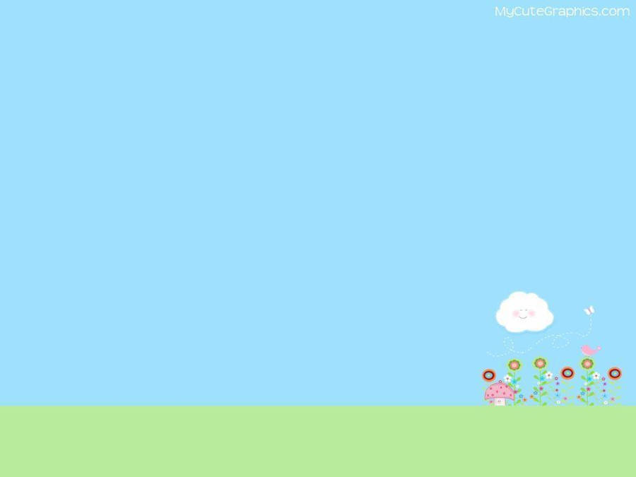 Animated Flowers And Small Cloud Cute Computer Wallpaper