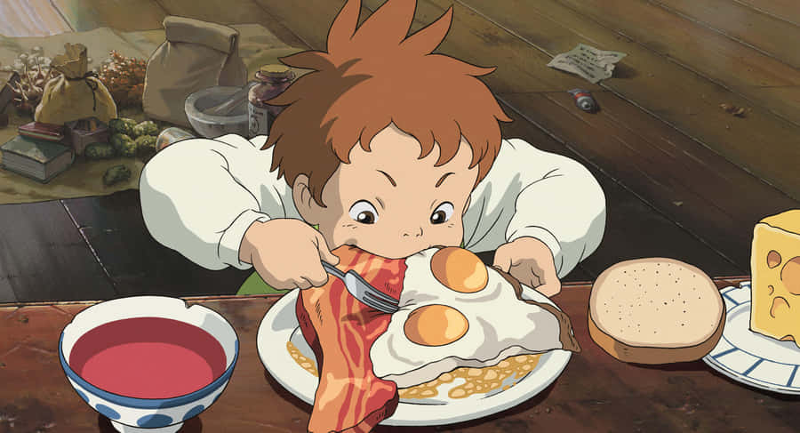 Animated Hearty Breakfast Scene Wallpaper