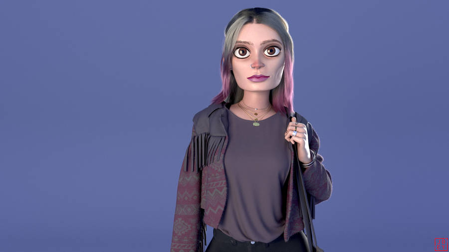 Animated Maeve Wiley In Blue Wallpaper