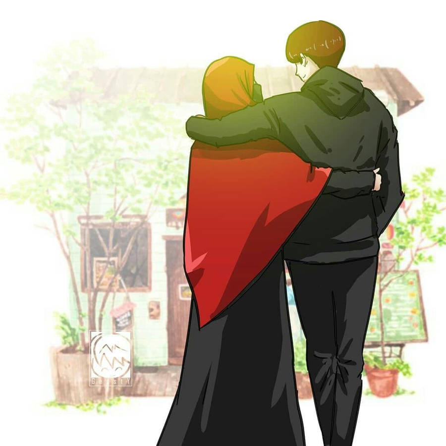 Animated Muslim Couple Wallpaper