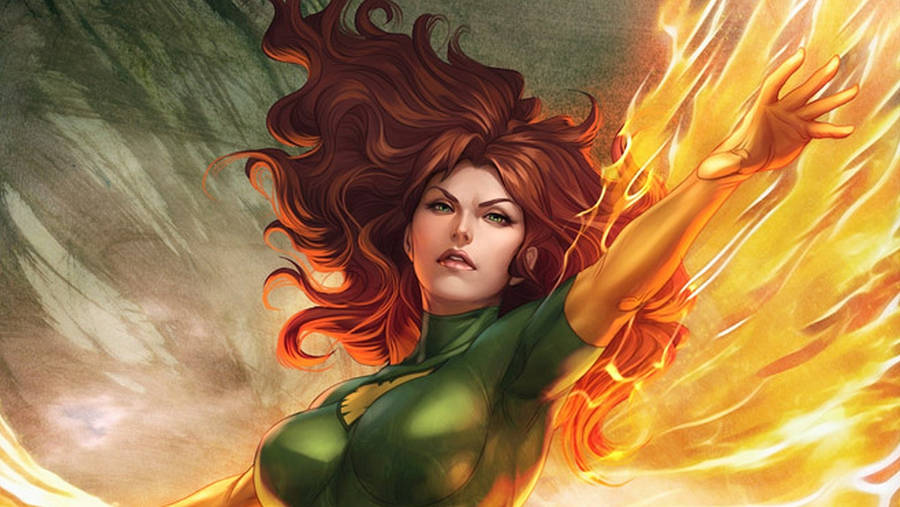 Animated Phoenix Jean Grey Artwork Wallpaper